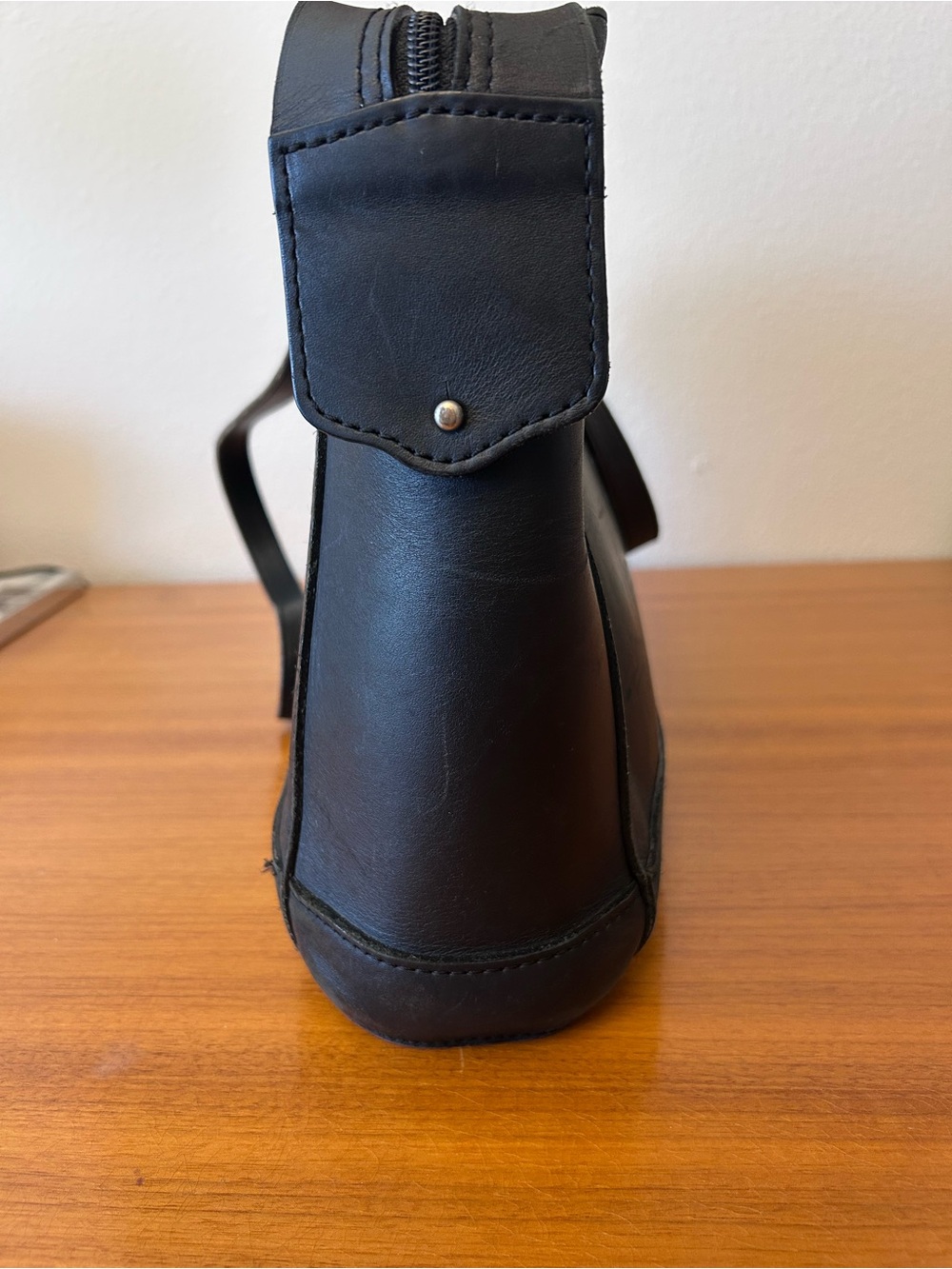 Michael Green Scandia Bag USA Black Leather Tote Bag with Double Shoulder Straps - Picture 5 of 16